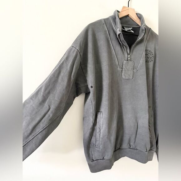 Gymshark Premium Legacy 1/4 Zip Long Sleeve Cotton Sweatshirt in Washed Black XS - Picture 3 of 7